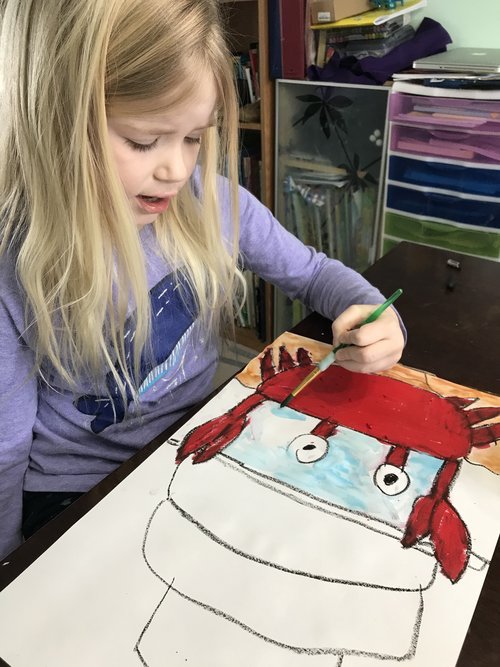 crab cake art project for kids - painting big sparklette