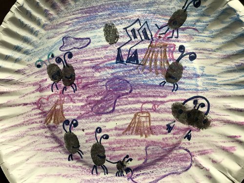 fingerprint art activities for kids - alien invasion