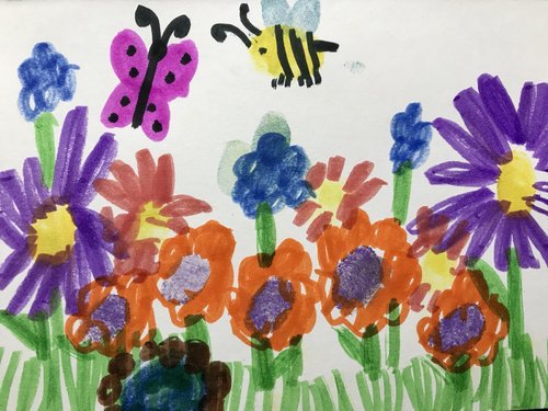 fingerprint art activities for kids - garden