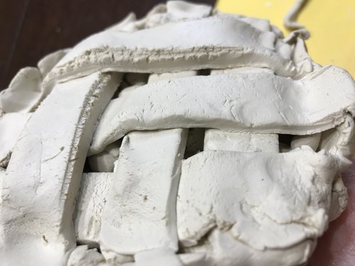 clay mini pie art project - finished lattice