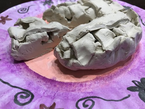 clay mini pie art project - unpainted complete pie and plate