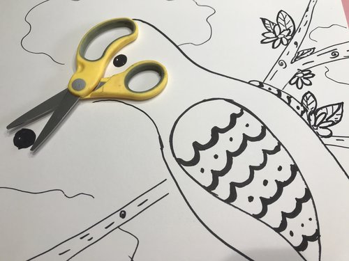 found object drawing - scissor bird