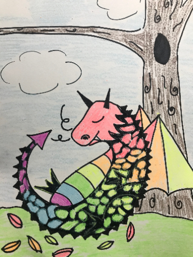 rainbow dragon art project - sleeping dragon 