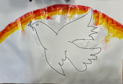 peace dove art project - color blending